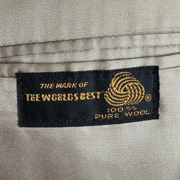 LACROSSE Vintage Wool Sport Coat Blazer Career Houndstooth Tan Elbow Patch 42L - Picture 14 of 16